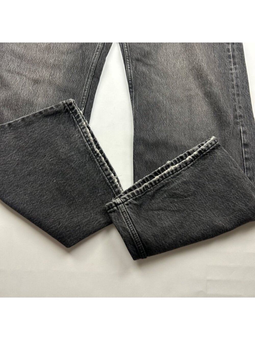 LONG Zara Washed Black Denim High Rise Wide Leg Jeans 10 - Picture 6 of 6